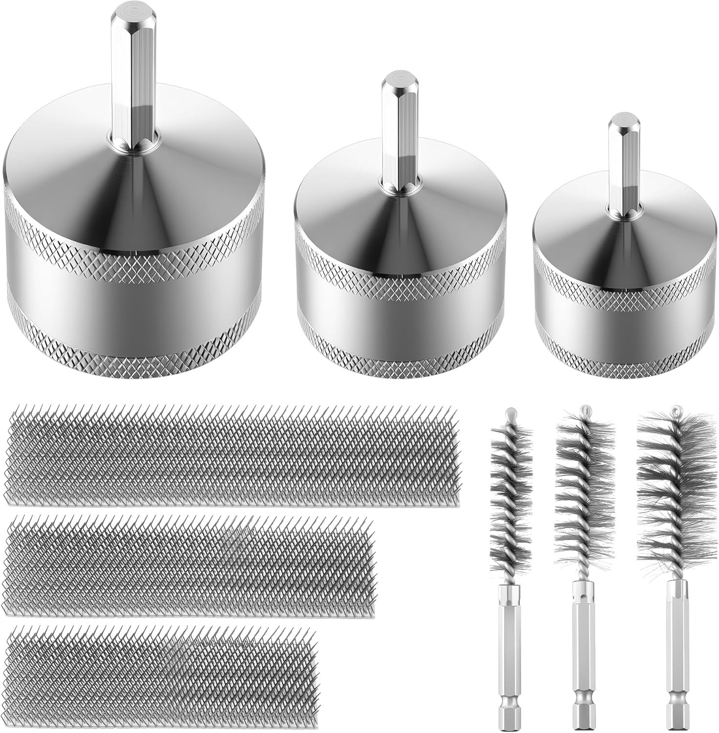 1/2″&3/4″&1″ Copper Pipe Cleaner for Drill with 1/4″ Hex Shank & Brush Blades &