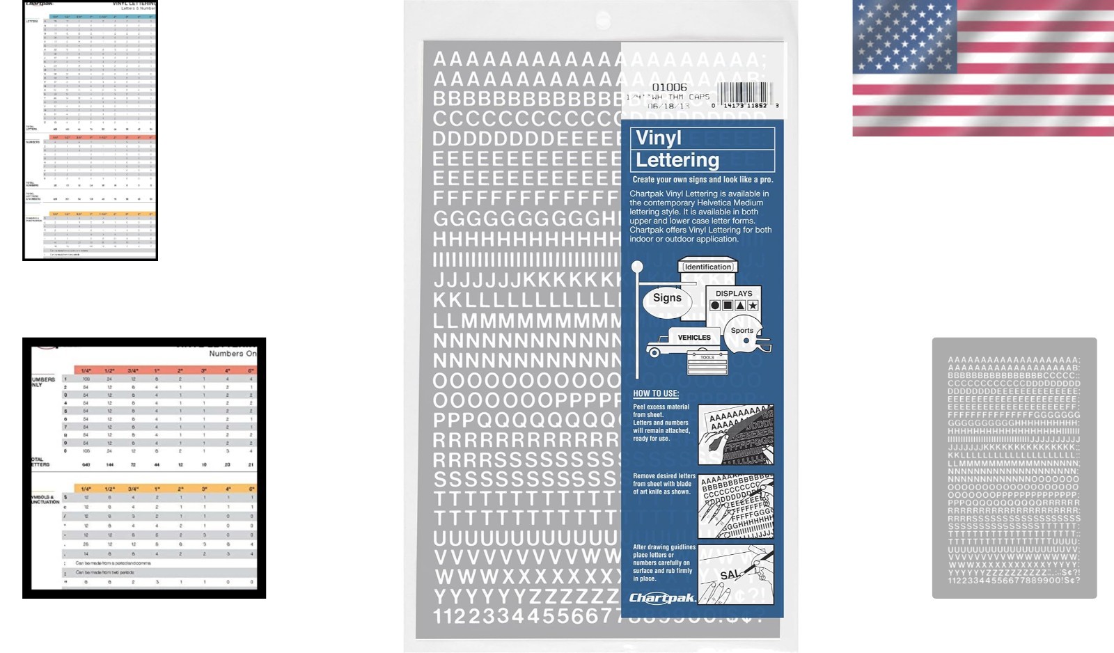 Water-Resistant Self-Adhesive Capital Letters & Numbers – 1/4″ High, 610 Pack