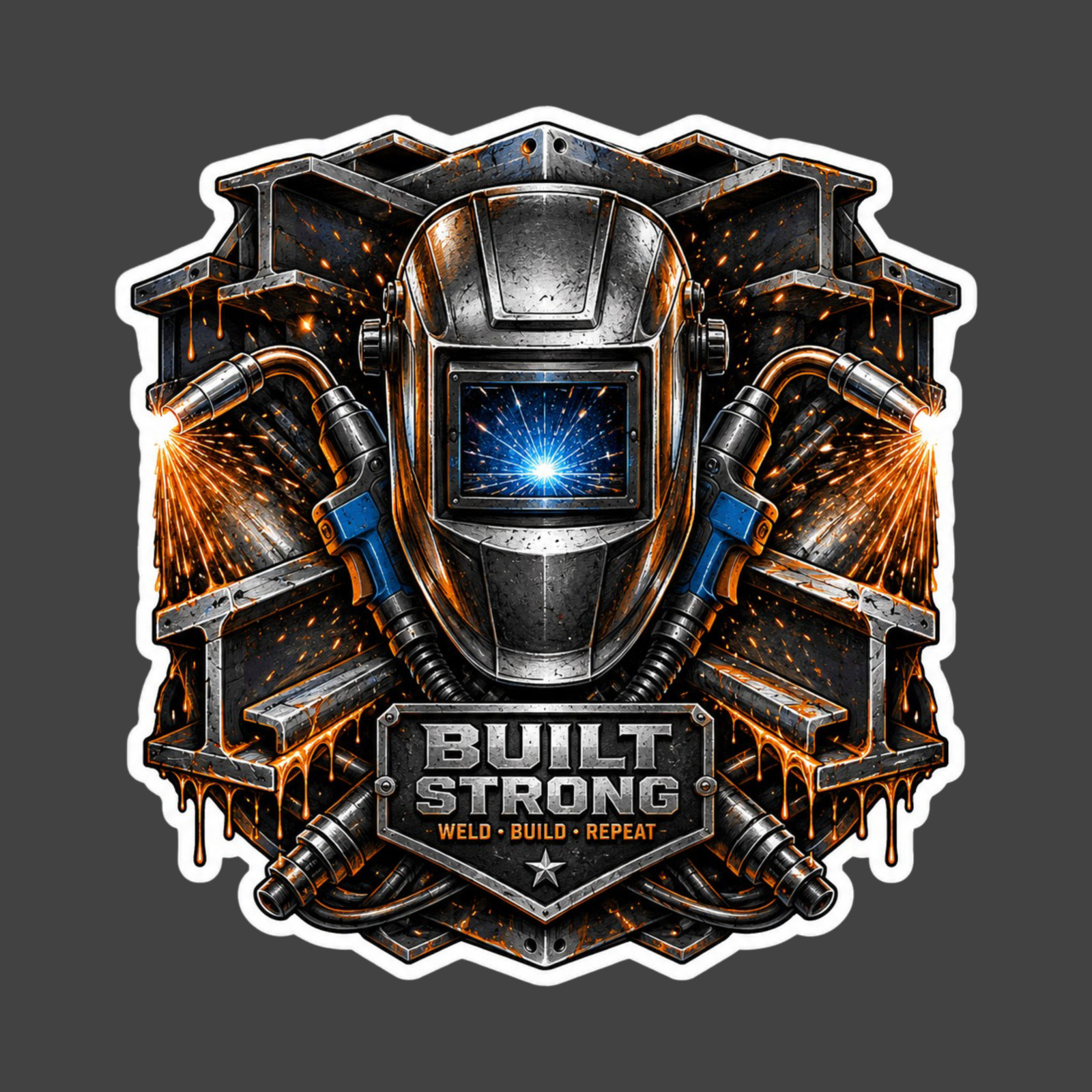Welder Sticker Vinyl Decal Built Strong Weld Build Repeat Steel Fabricator