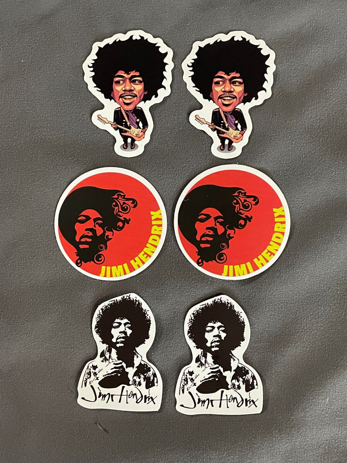Lot (6) JIMI HENDRIX 1 1/2″ to 2 1/4″ Band Logo STICKERS Fast! FREE SHIP!
