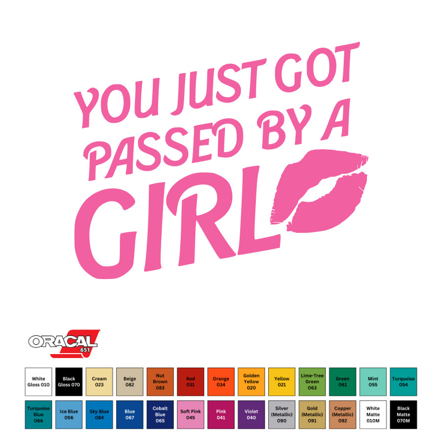 You Just Got Passed By A Girl Car Window Sticker Decal 4″ CHOOSE COLOR