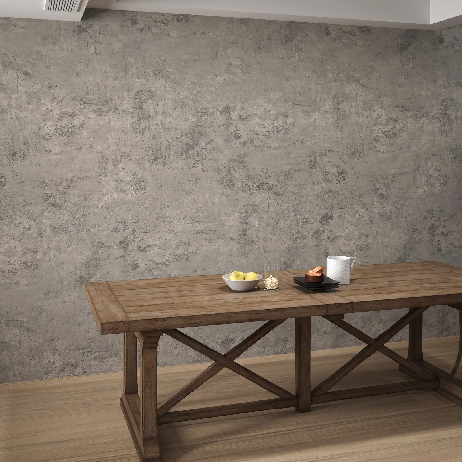 3yecao 16″×354″ Extra Thick Light Grey Concrete Wallpaper Peel and Stick 3D F…