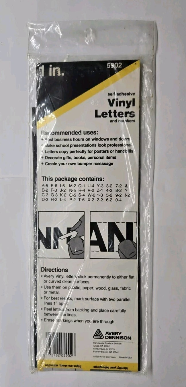 Avery 1″ Black Self Adhesive Vinyl Letters and Numbers, 109 Characters