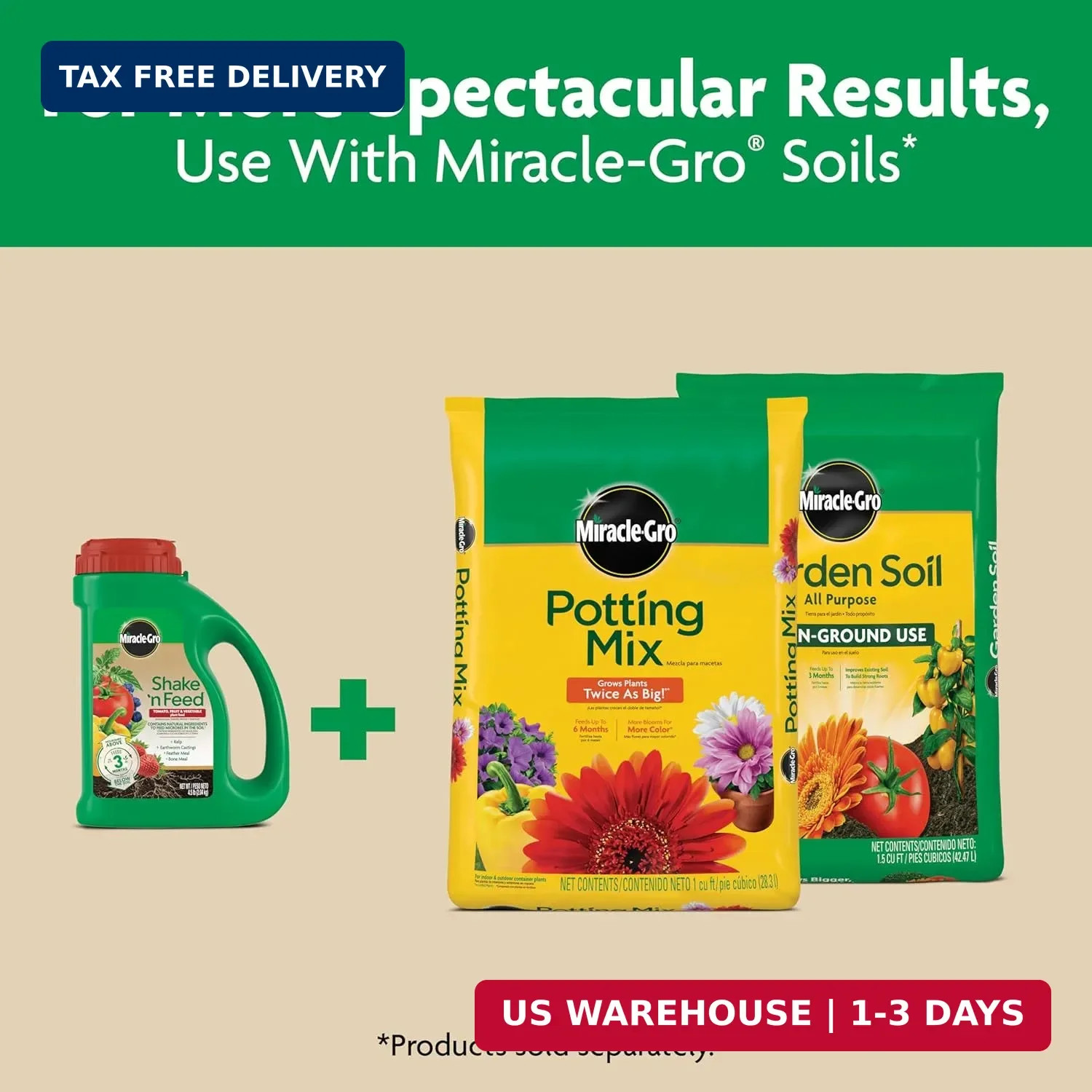 Miracle-Gro Shake ‘N Feed Tomato, Fruit & Vegetable Plant Food, 4.5 lb. | For Ou