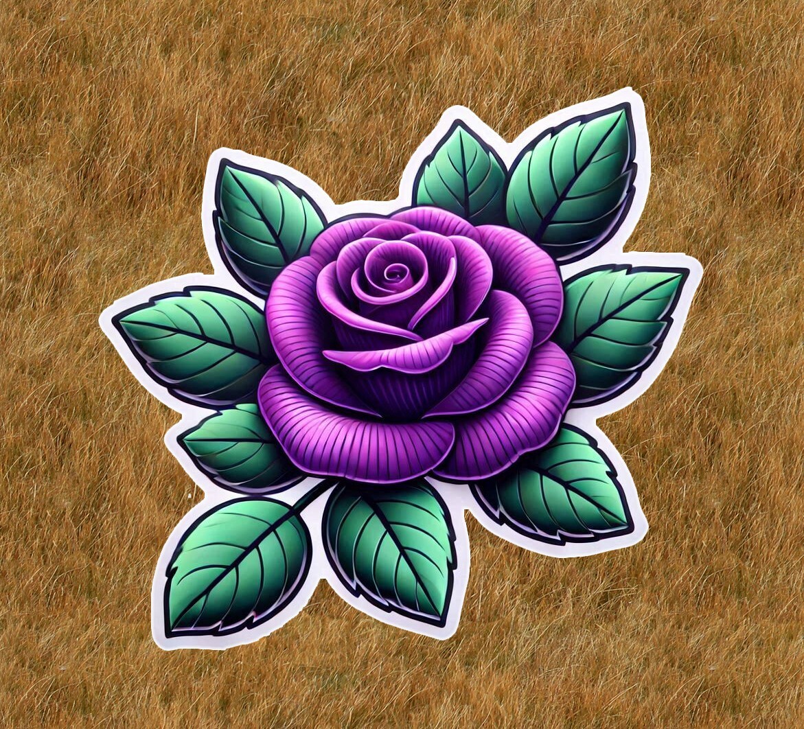 Beautiful purple rose vinyl sticker decal – many sizes available