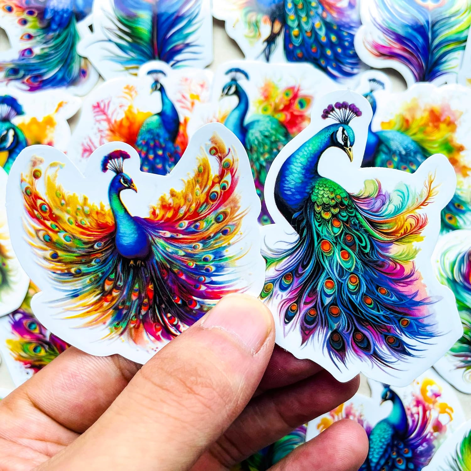 50 Pegatinas Coloridas De Pavo Real Impermeables Para Portatil Botella Diario
