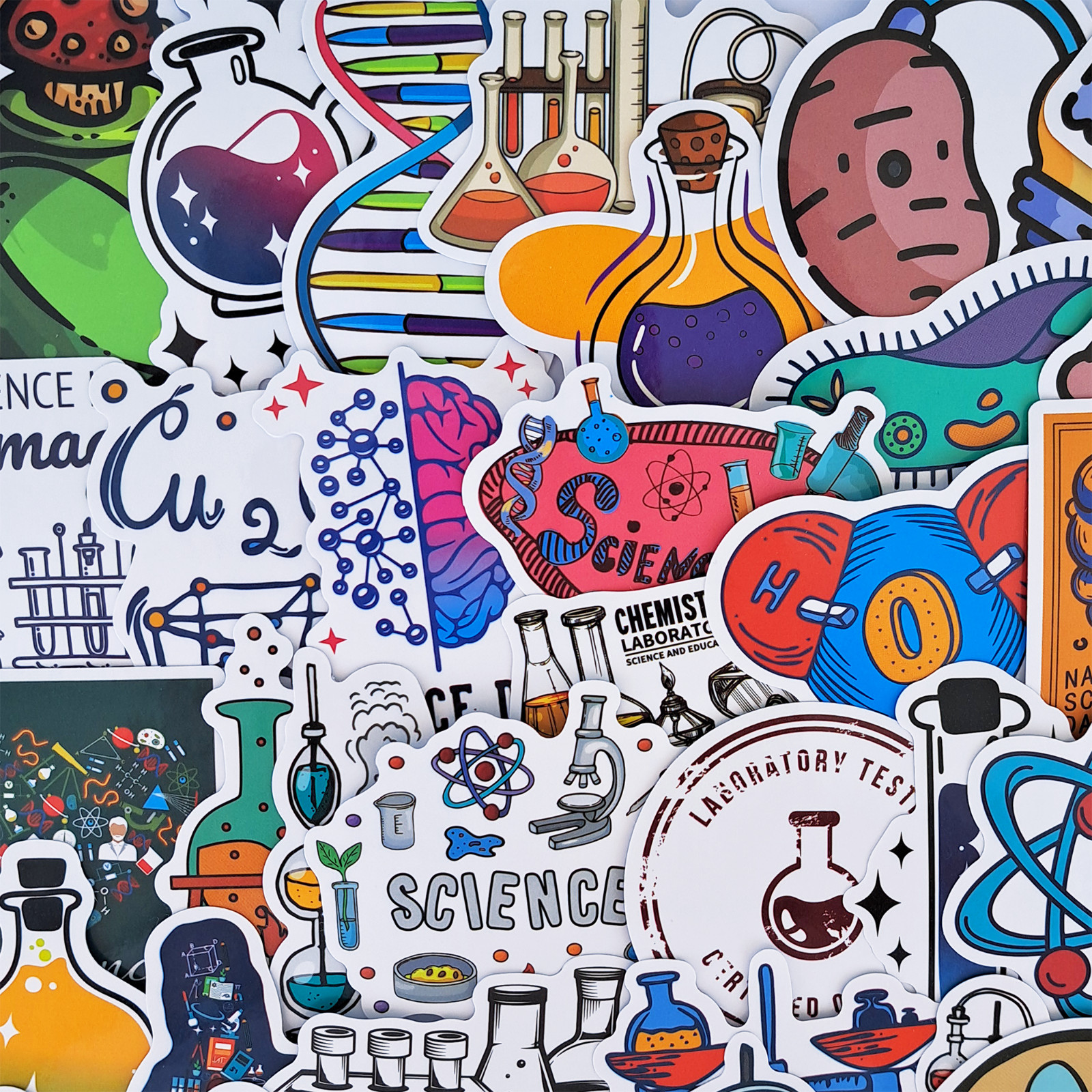 50 PCS Science Laboratory Sticker Pack Chemistry Biology Teacher Student Gifts