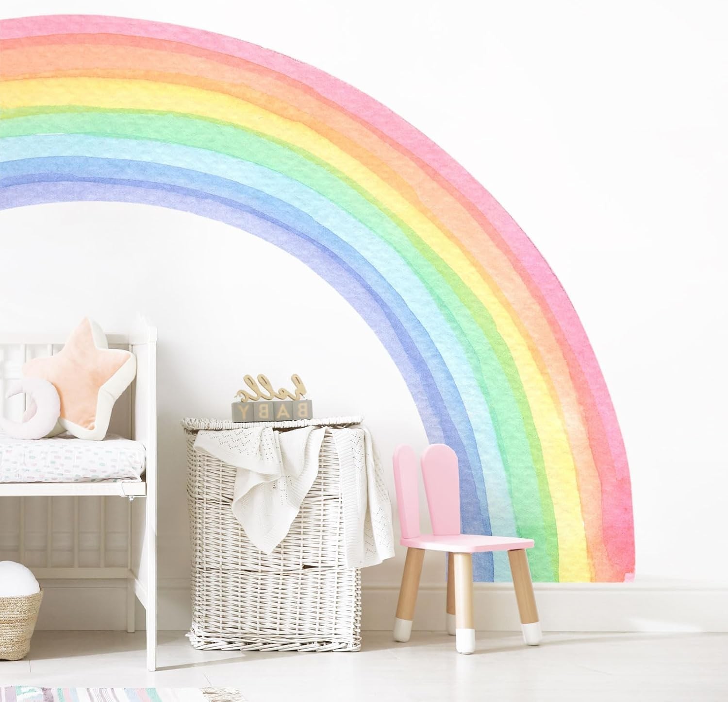 55″x63″ Large Rainbow Wall Stickers, Mural Watercolor Half Rainbow Wall Decal…