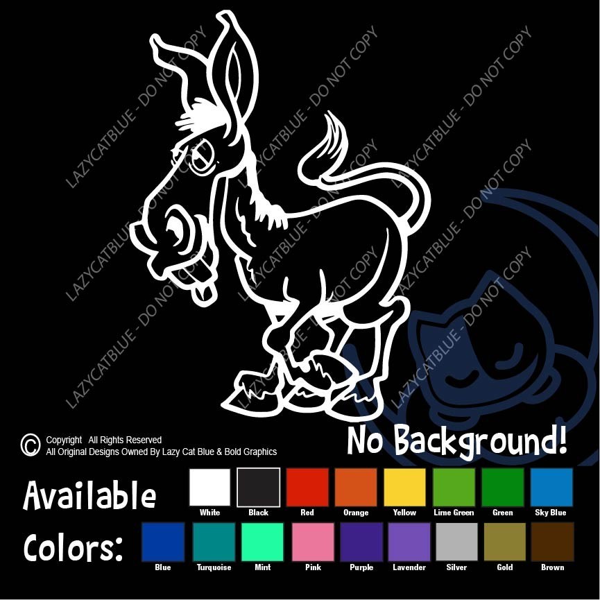 Donkey Decal Sticker Decor Cartoon Ass Jackass Horse Pet Mule Farm Animals