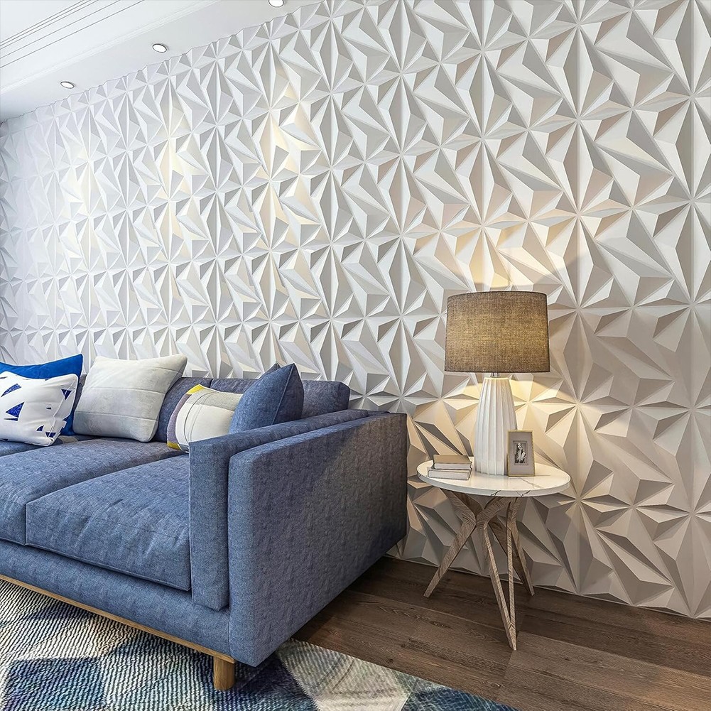 50/100Pcs 3D Wall Panel Diamond Black/White Wall Covering Panels 3D Wall Paper