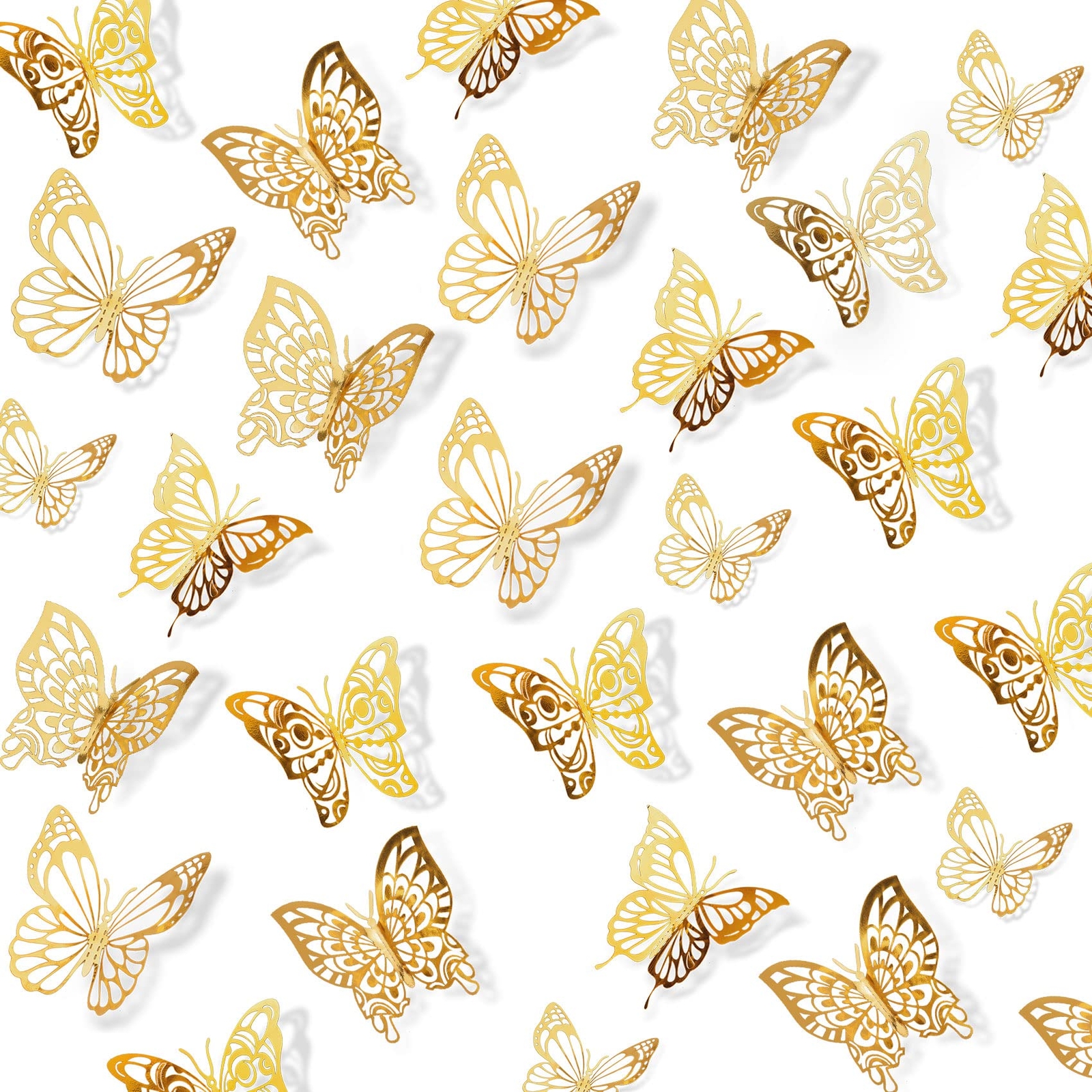 72 Pcs 3D Butterfly Room Wall Decor for Birthday Wedding Party Cake Decor