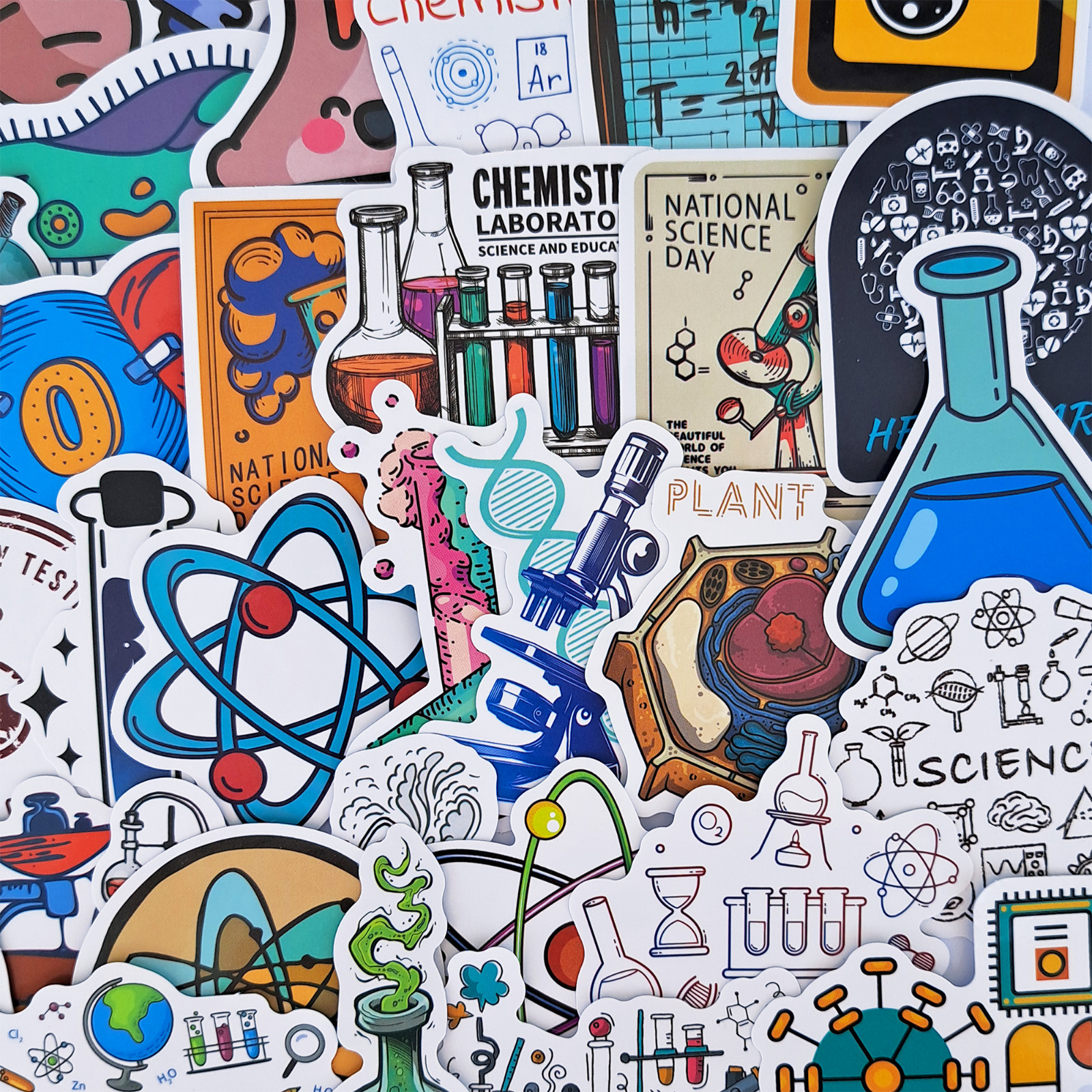 50 PCS Science Laboratory Sticker Pack Chemistry Biology Teacher Student Gifts