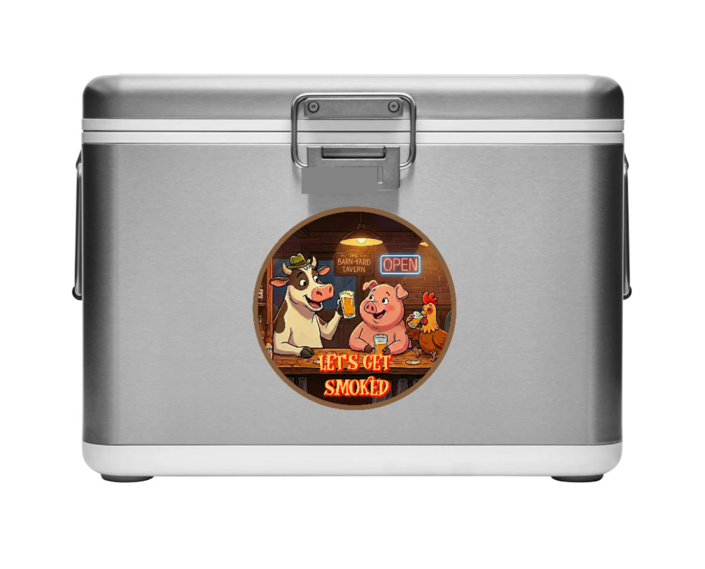 BBQ (Let’s Get Smoked) – 4″ Handmade Vinyl Decal Vehicle Cooler Grill Laptop 26