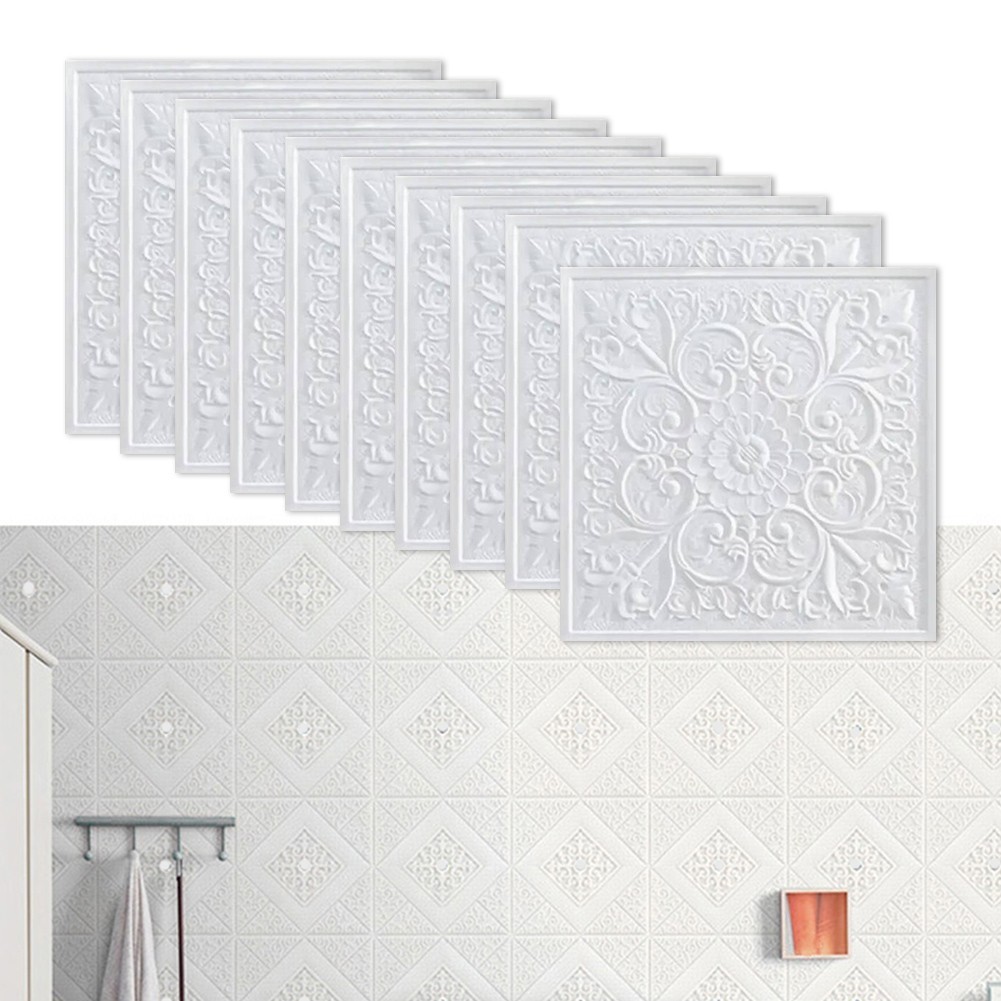 1pc 3D Tile Brick Wall Sticker Self-adhesive Foam Panel Waterproof Stickers