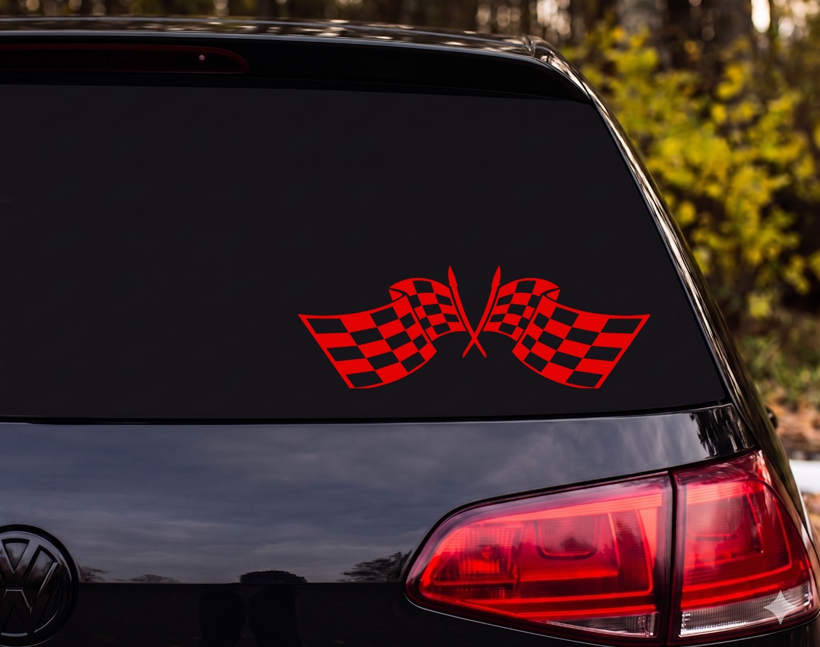 Crossed Checkered Racing Flags Vinyl Decal Sticker Car Window | Racing Fan Gift