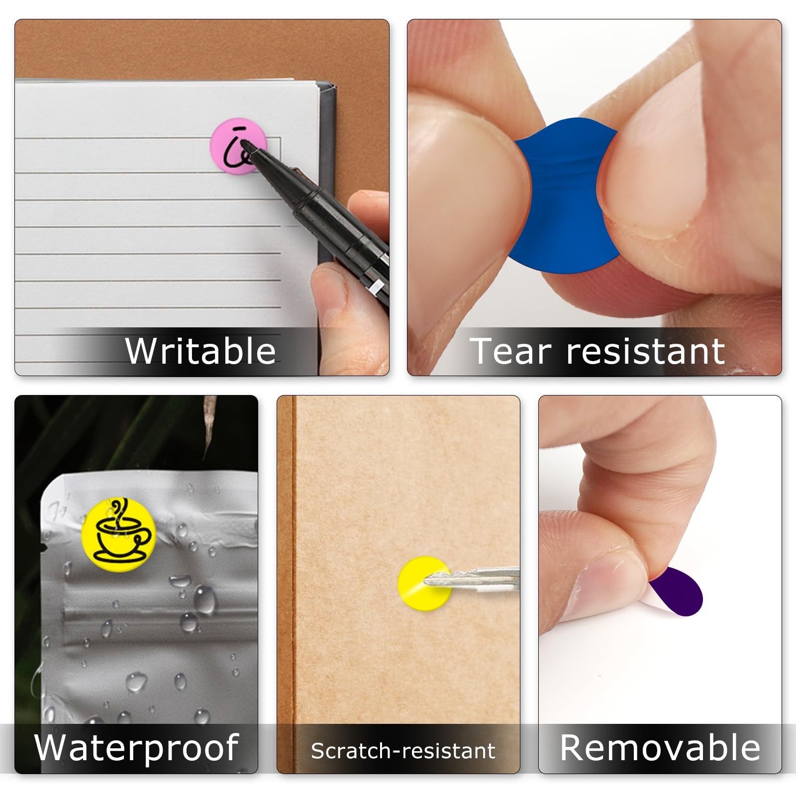 2600 PCS Dot Stickers 1/2 Inch Vinyl Self-Adhesive Waterproof Colored Circle Lab