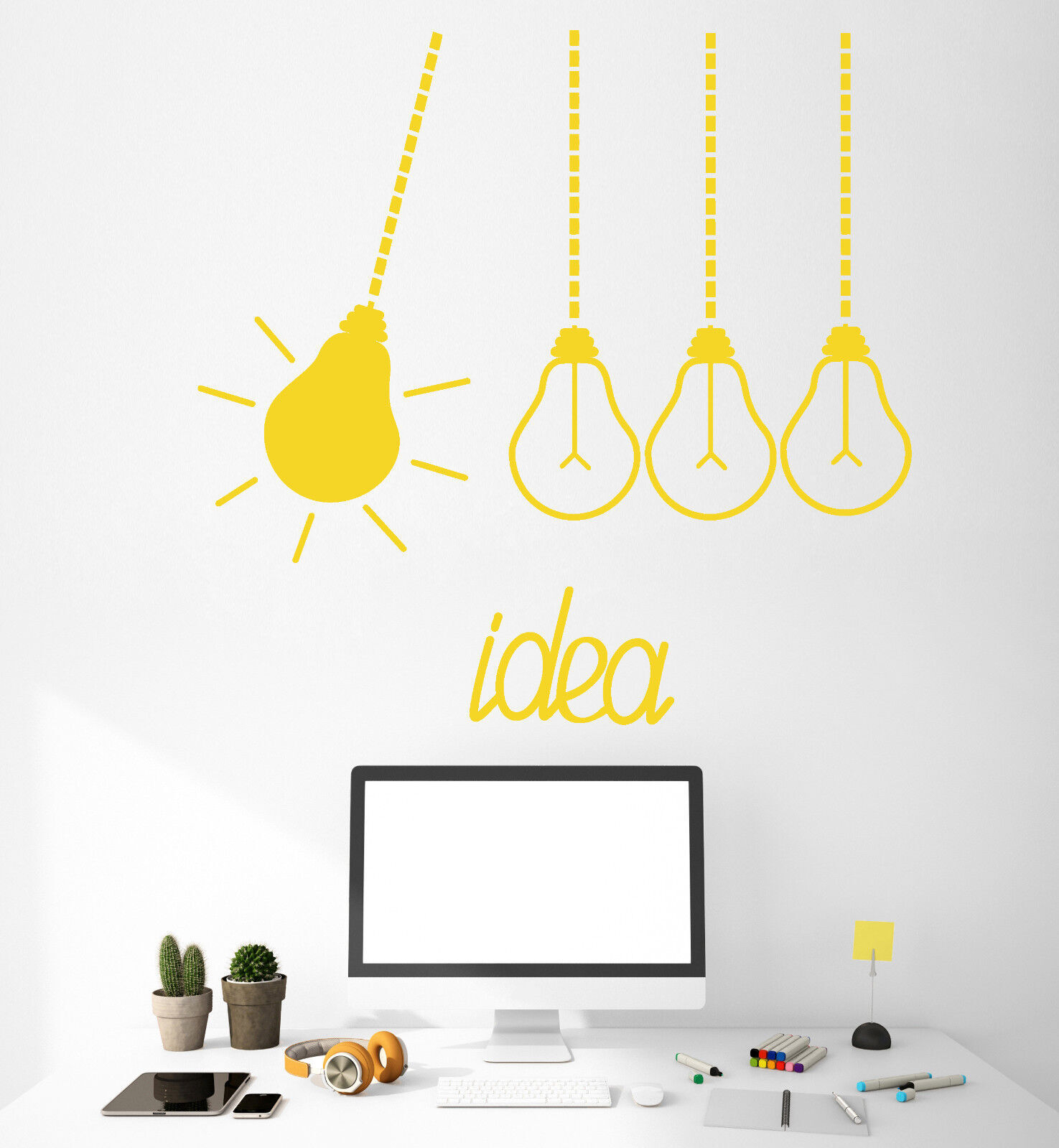 Vinyl Wall Decal Light Bulbs Idea Funny Office Decor Stickers (1592ig)