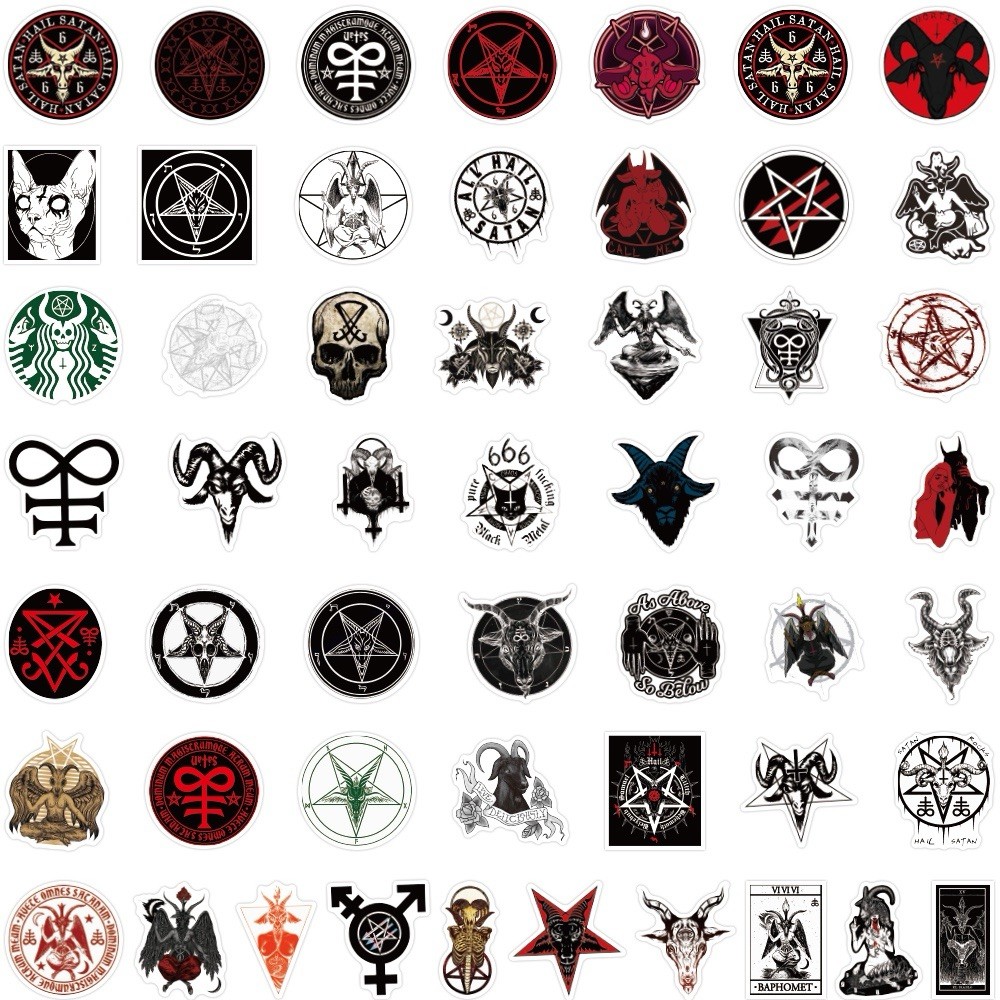 10 Random Satanic Stickers Devil 666 Decals Skull Satan Horror Red Free Shipping