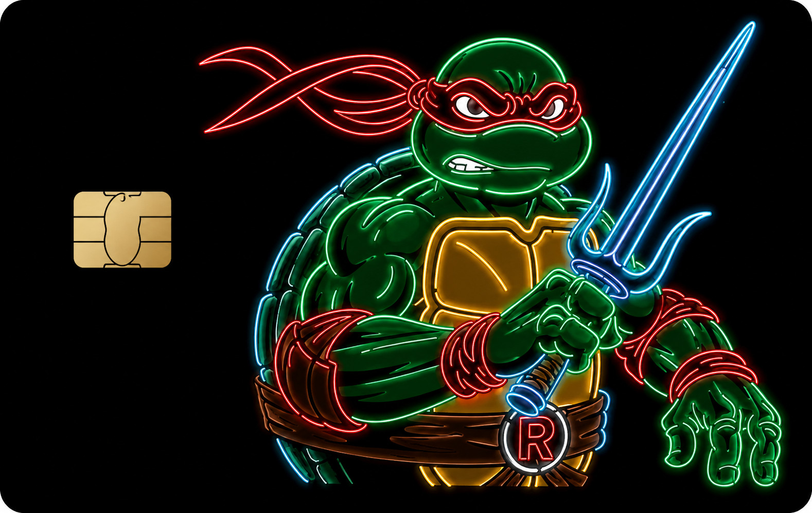 Teenage Mutant Ninja Turtles Neon Credit Debit Card Skin Sticker Raphael