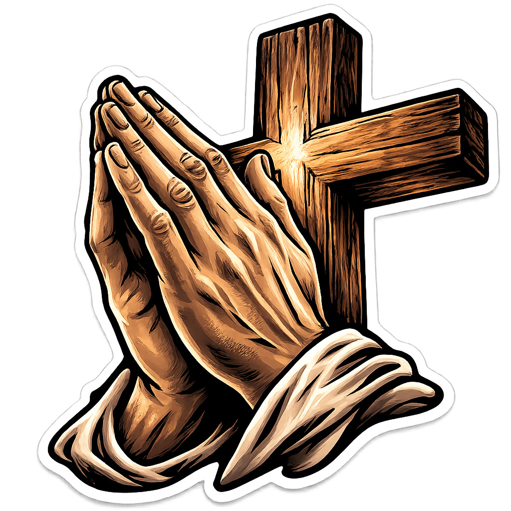 Christian Cross Vinyl Decal Sticker Praying Hands Religious Jesus Crown Thorn 21