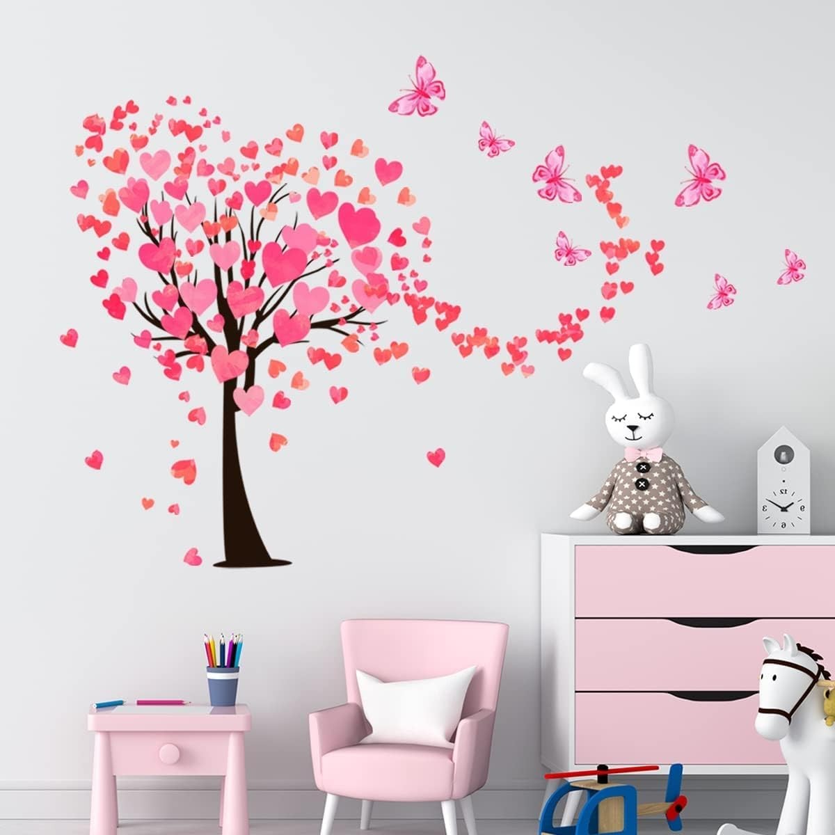 Heart Tree Wall Decal 48x34in Red Vinyl