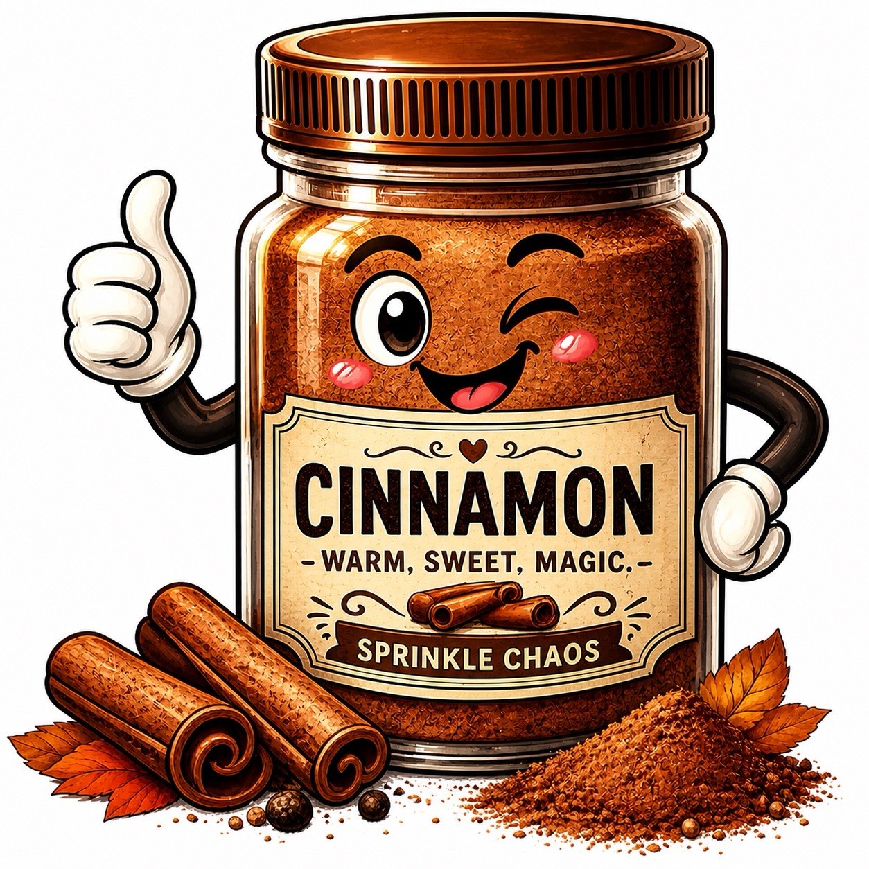 STICKER (BUY 2, GET 1 FREE) Cinnamon Jar Vinyl Laminated funny Spice Label USA