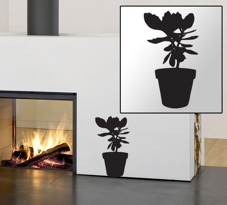 FGD Potted Plant Silhouette Vinyl Wall Decal 9″ x 16″ (Pp5)