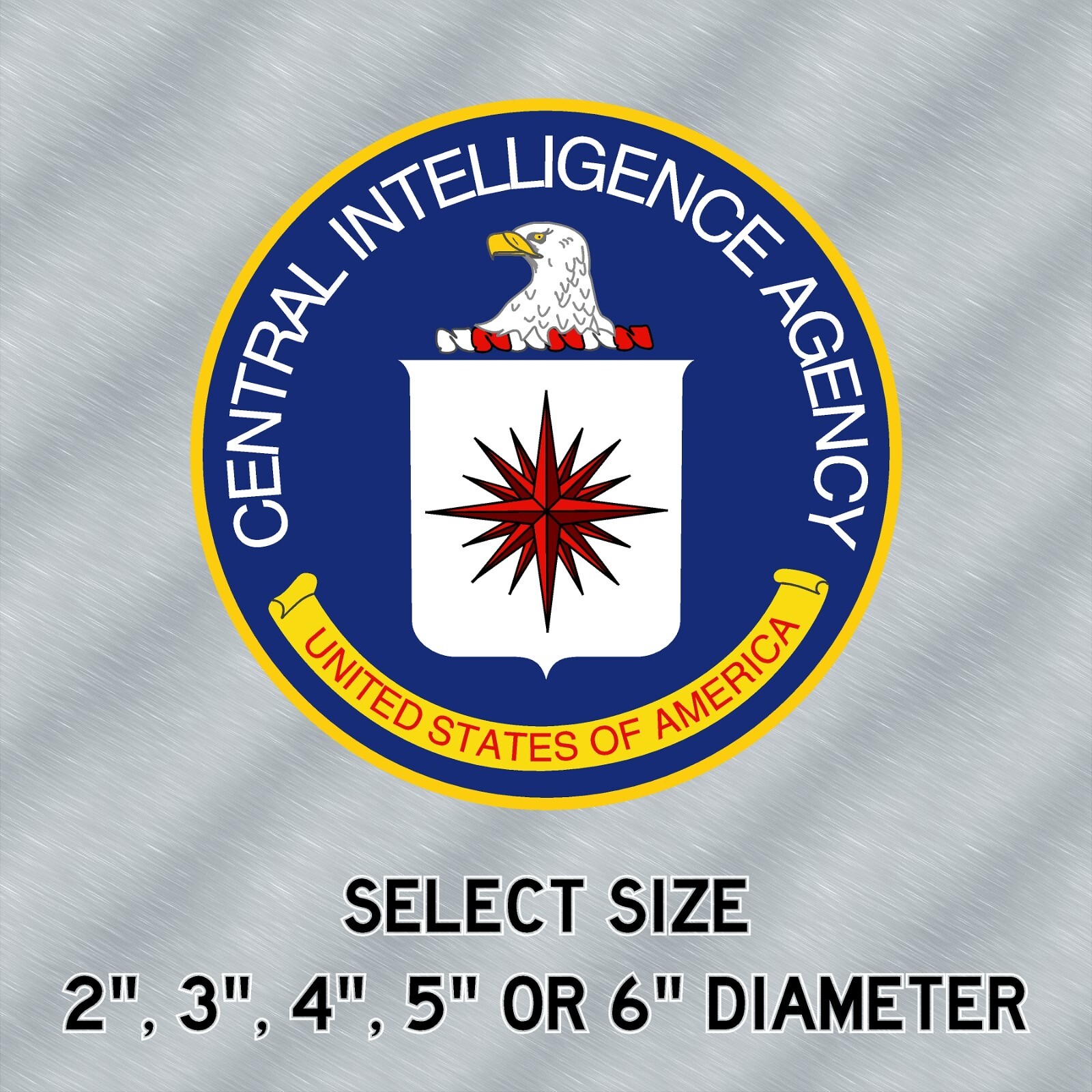 CIA Seal Laminated Sticker Choose from 2″, 3″, 4″, 5″ or 6″ Sizes for Laptop