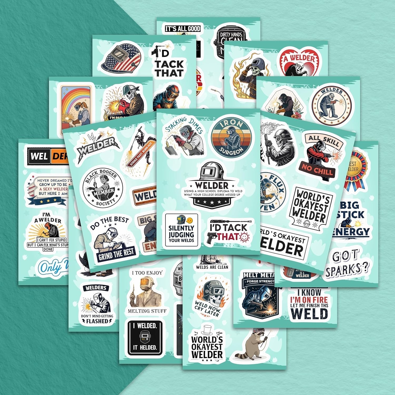 100Pcs Welder Stickers for Helmets, Water Bottles, Laptop – Welding Stickers …