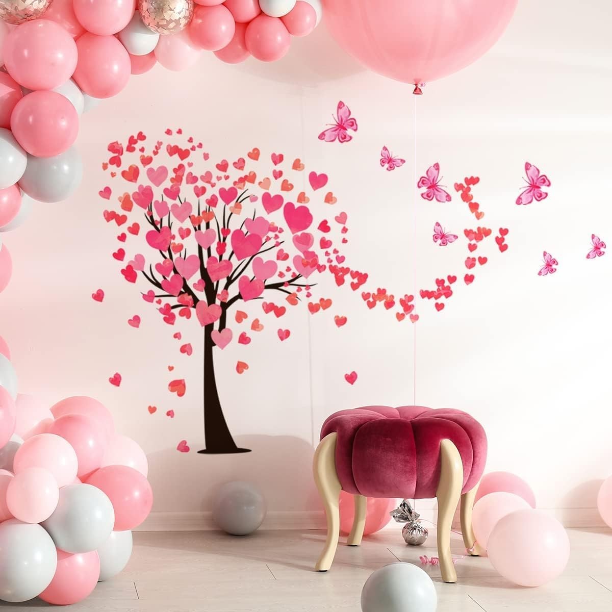 Heart Tree Wall Decal 48x34in Red Vinyl