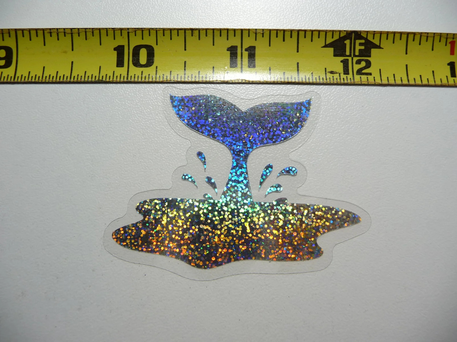 HOLOGRAPHIC SPLASHED WHALE TAIL SMALL STICKER DECAL OCEAN SEA LIFE SPARKLE