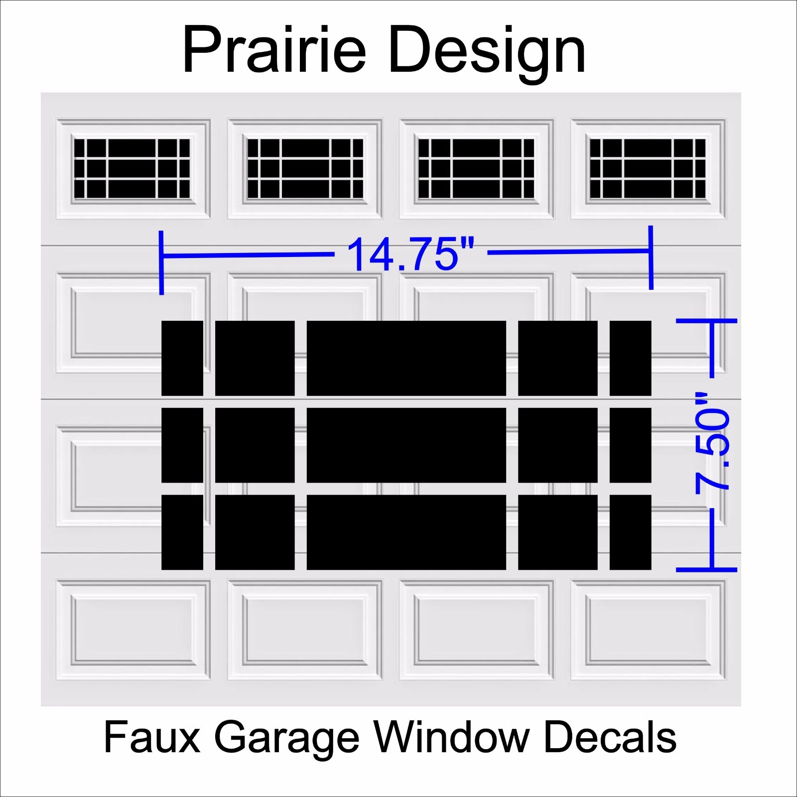 Garage Door Window Decals – Prairie Design – Faux Vinyl Windows – Curb Appeal !