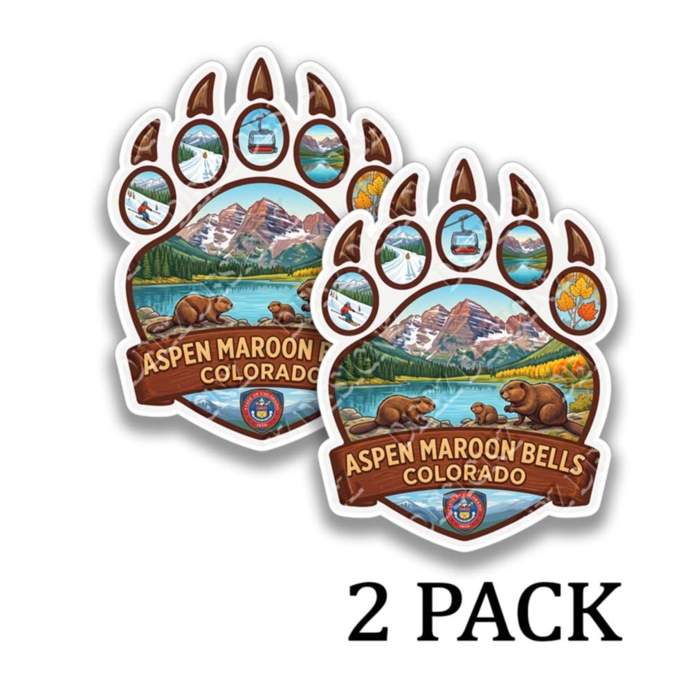 Aspen Maroon Bells Colorado Beavers Vinyl Decal Destination Decals 2 Pack 44099