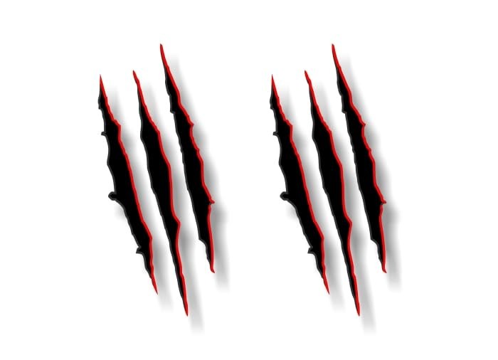 2 Ripped Claw Marks Vinyl Sticker Decals Jurassic Dinosaur Monster Scratches