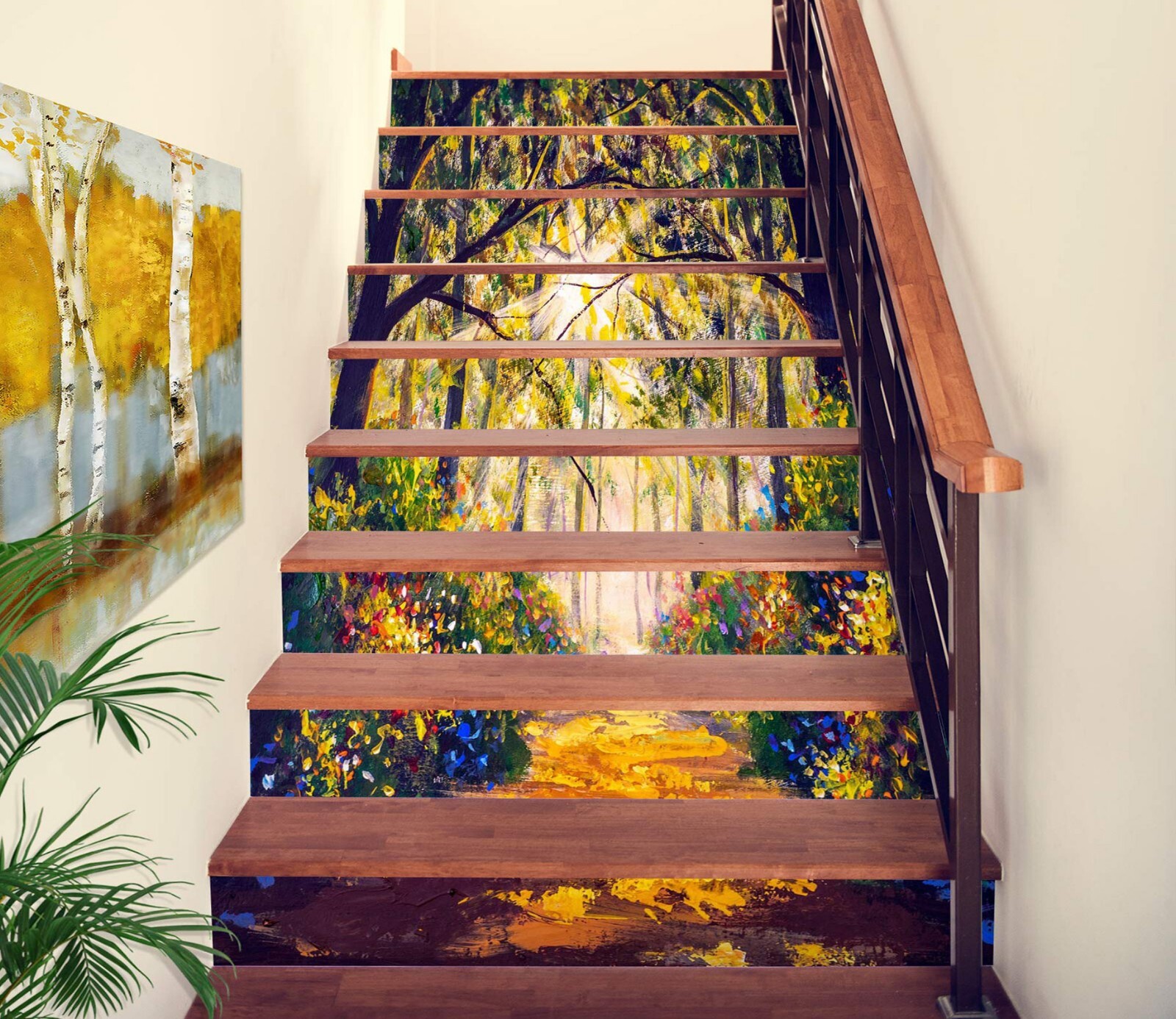 3D Oil Painting ZHU806 Stairs Risers Decoration Photo Mural Vinyl Wallpaper Amy
