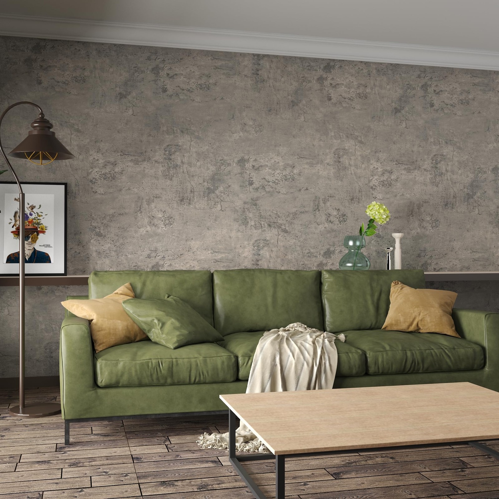 3yecao 31″×354″ Extra Thicker Light Brown Grey Concrete Contact Paper Gray Co…