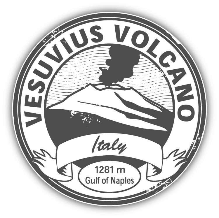 Vesuvius Volcano Italy Grunge Rubber Stamp Travel Car Bumper Sticker Decal