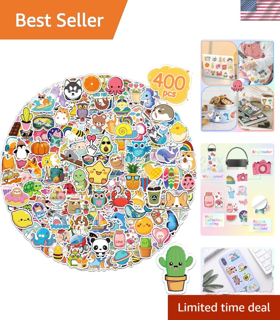 400 Pcs Stickers for Kids, Cute Water Bottle Vinyl Waterproof Laptop Stickers…