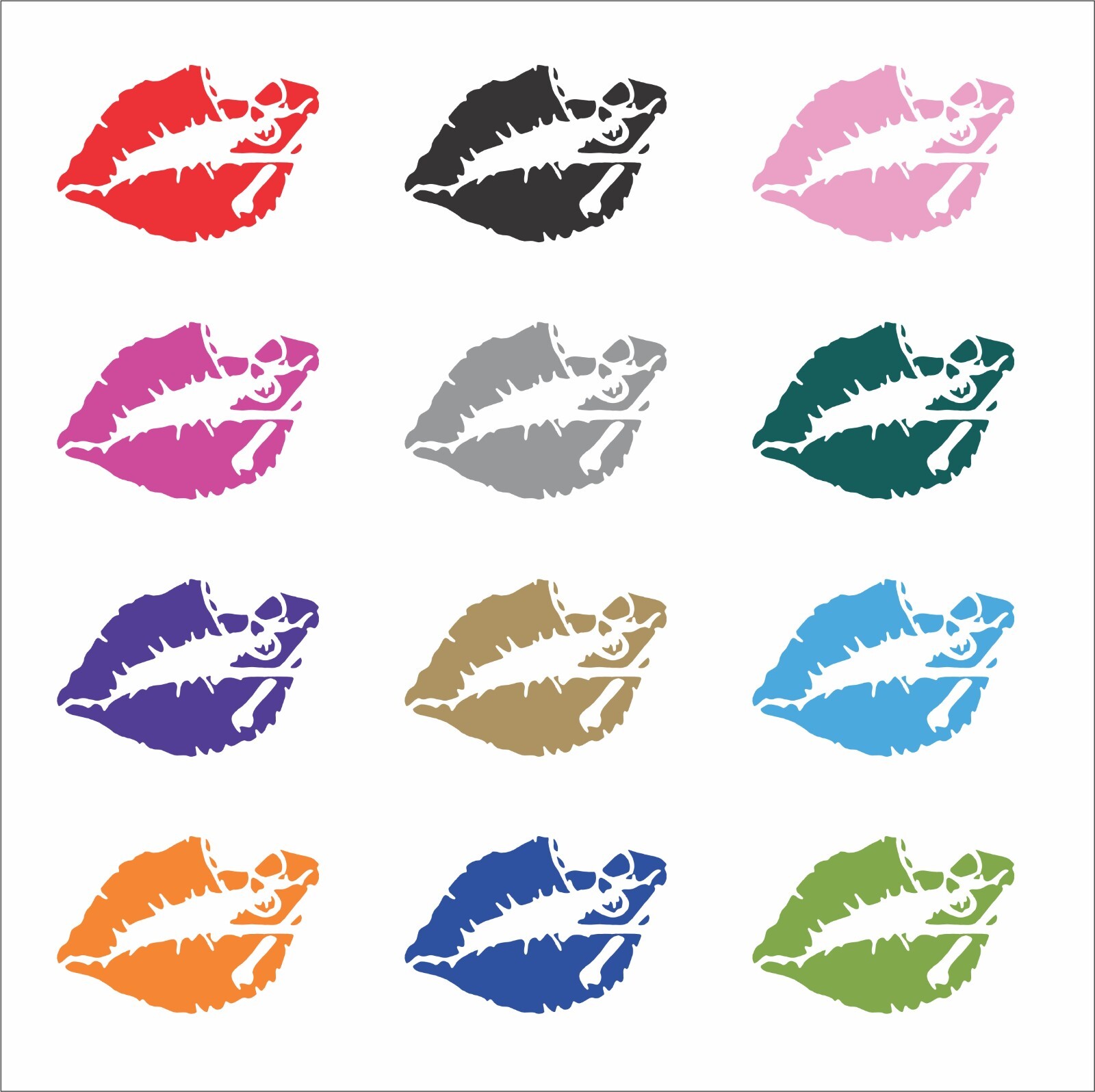 SKULL LIPS Vinyl Decal Sticker Pirate Kiss Lips Skull & Crossbones Car Window