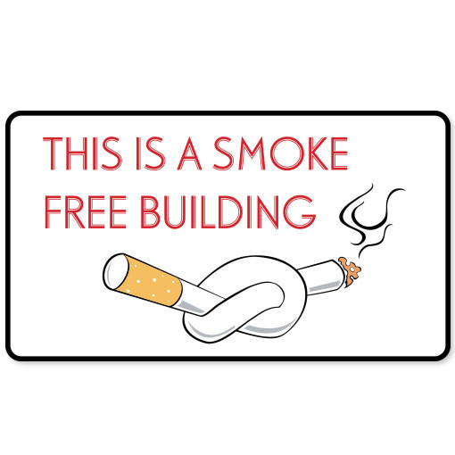 Smoke Free Building no smoking sign sticker 6″ x 3″