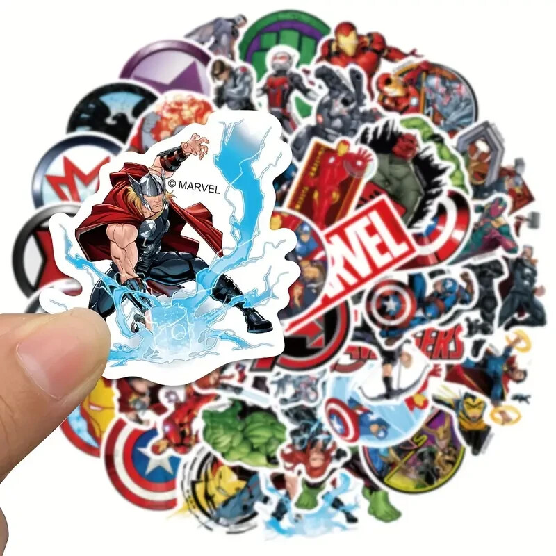 50pc MARVEL SUPERHEROES BATMAN SUPERMAN SPIDERMAN Vinyl Stickers, Great Colors