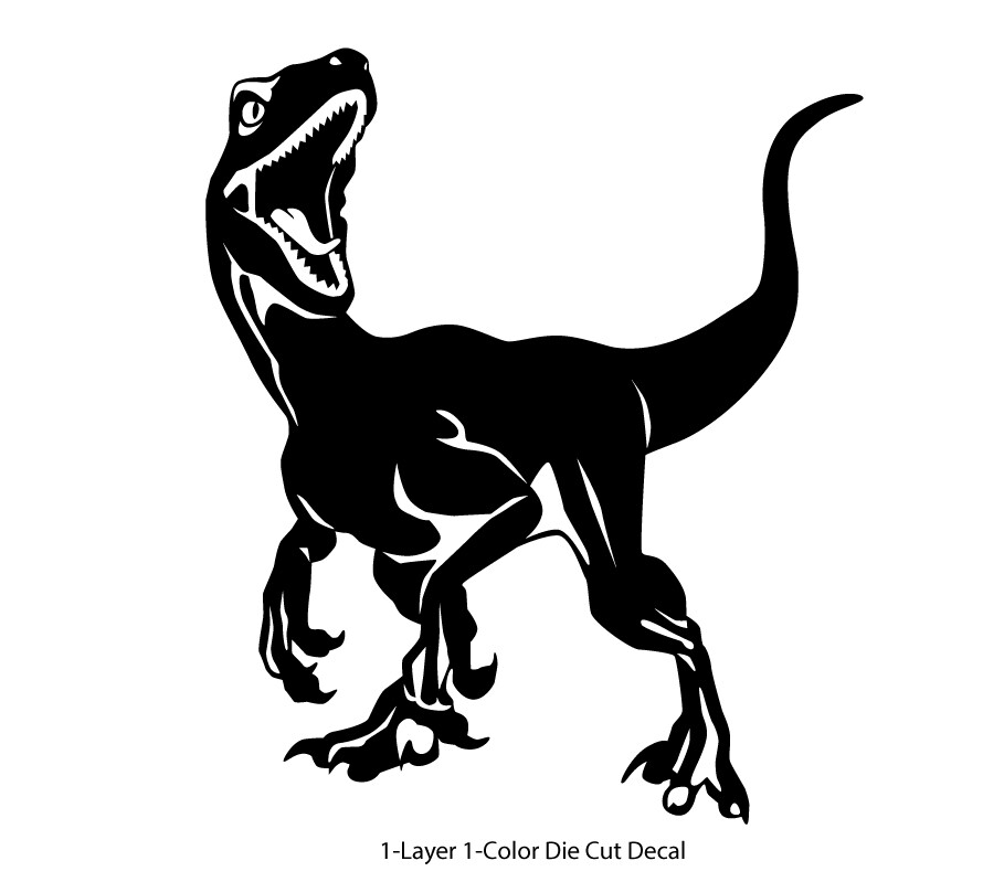 Dinosaur – Roaring Velociraptor #2 – Jurassic Period – 4-21″ wide – DieCut Decal