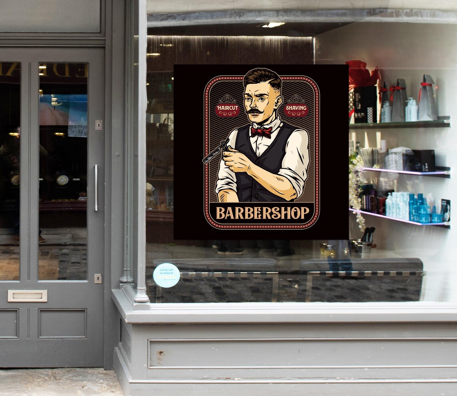 3D Man Hair Cut K163 Barber Shop Window Stickers Vinyl Wallpaper Wall Murals Kay