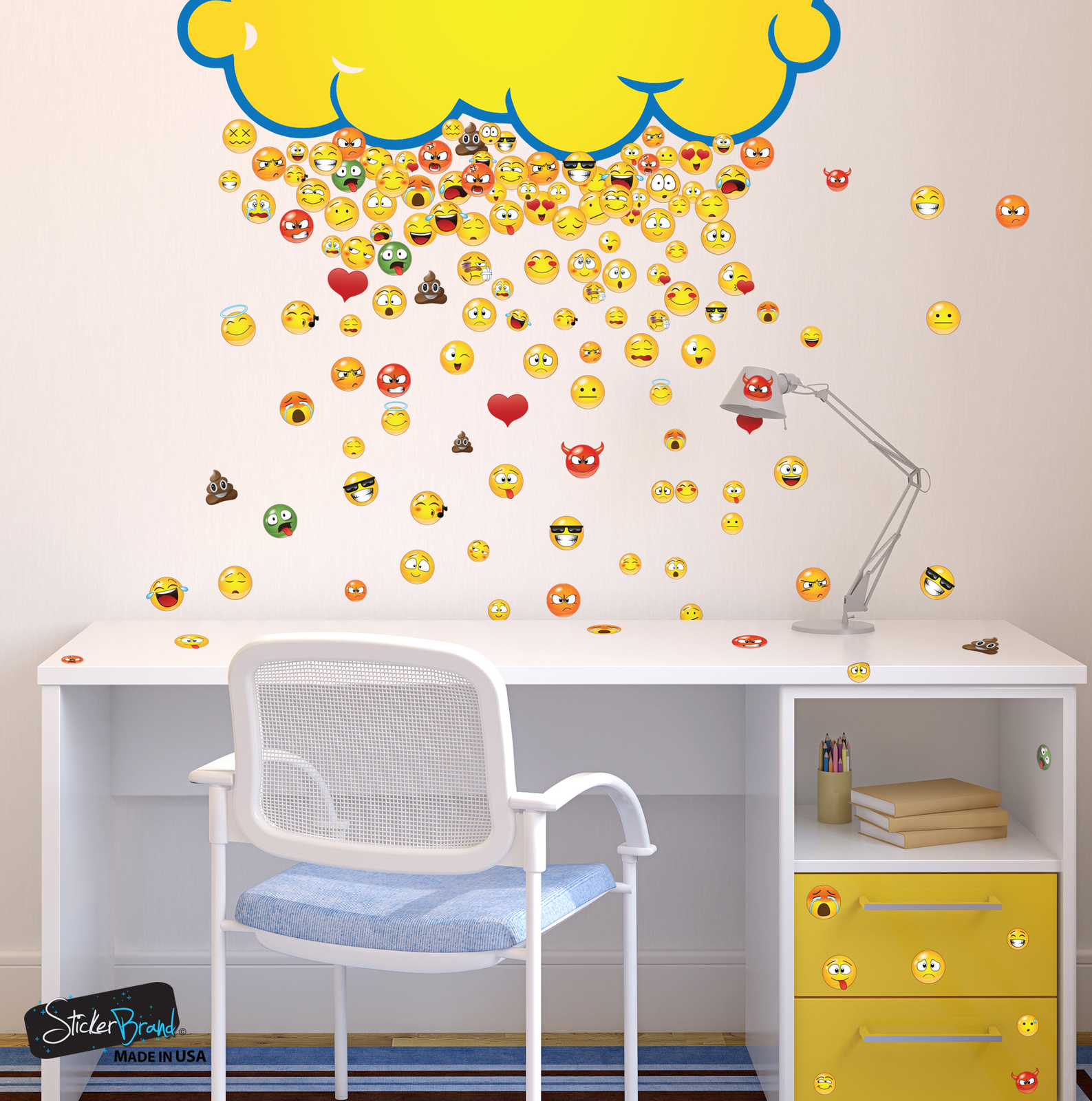 Happy Cloud Raining 200 Smiling Faces Graphic Decal #6093