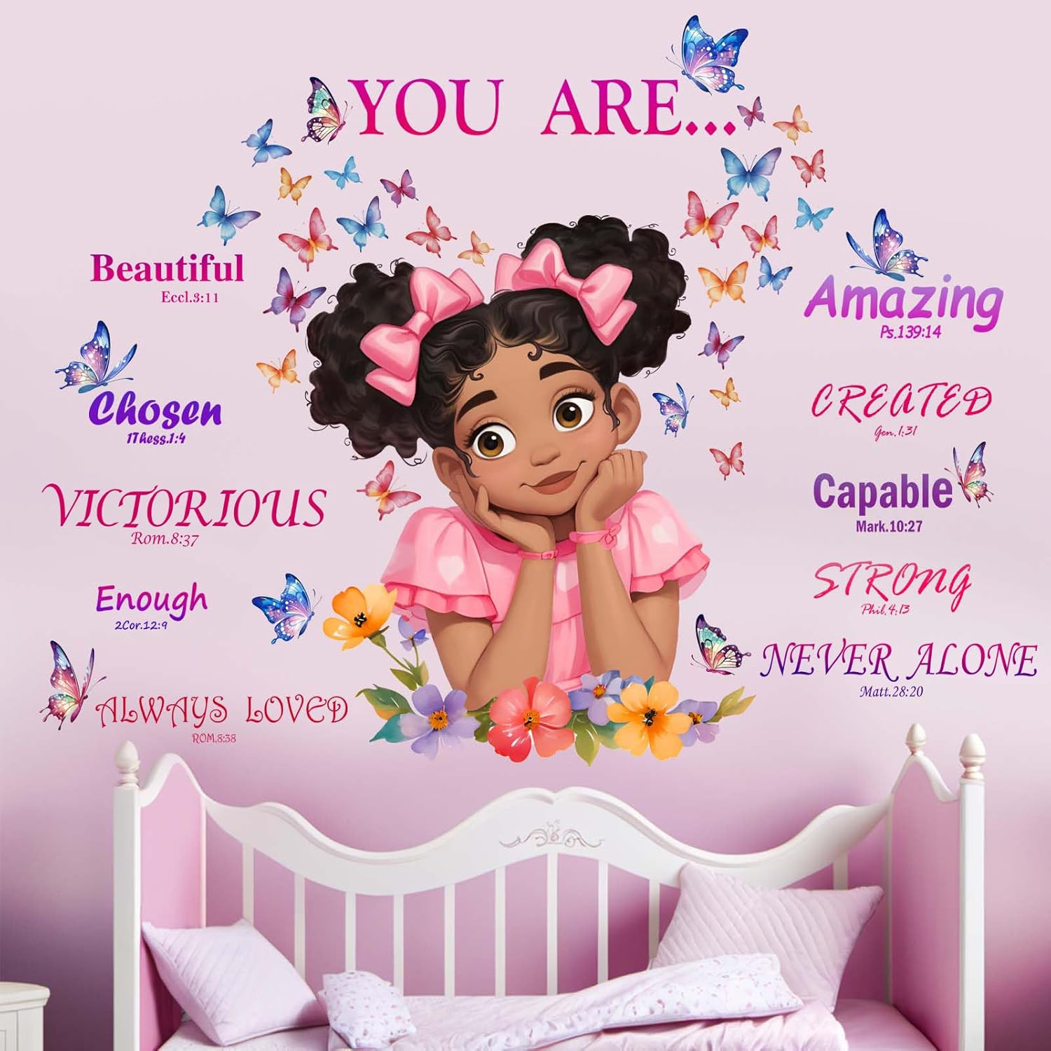 Bedroom Wall Stickers for Black Girls: Peel and Stick African American Butter…