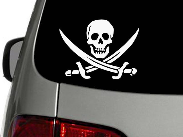 JOLLY ROGER PIRATE FLAG Skull Swords Vinyl Decal Car Sticker CHOOSE SIZE COLOR