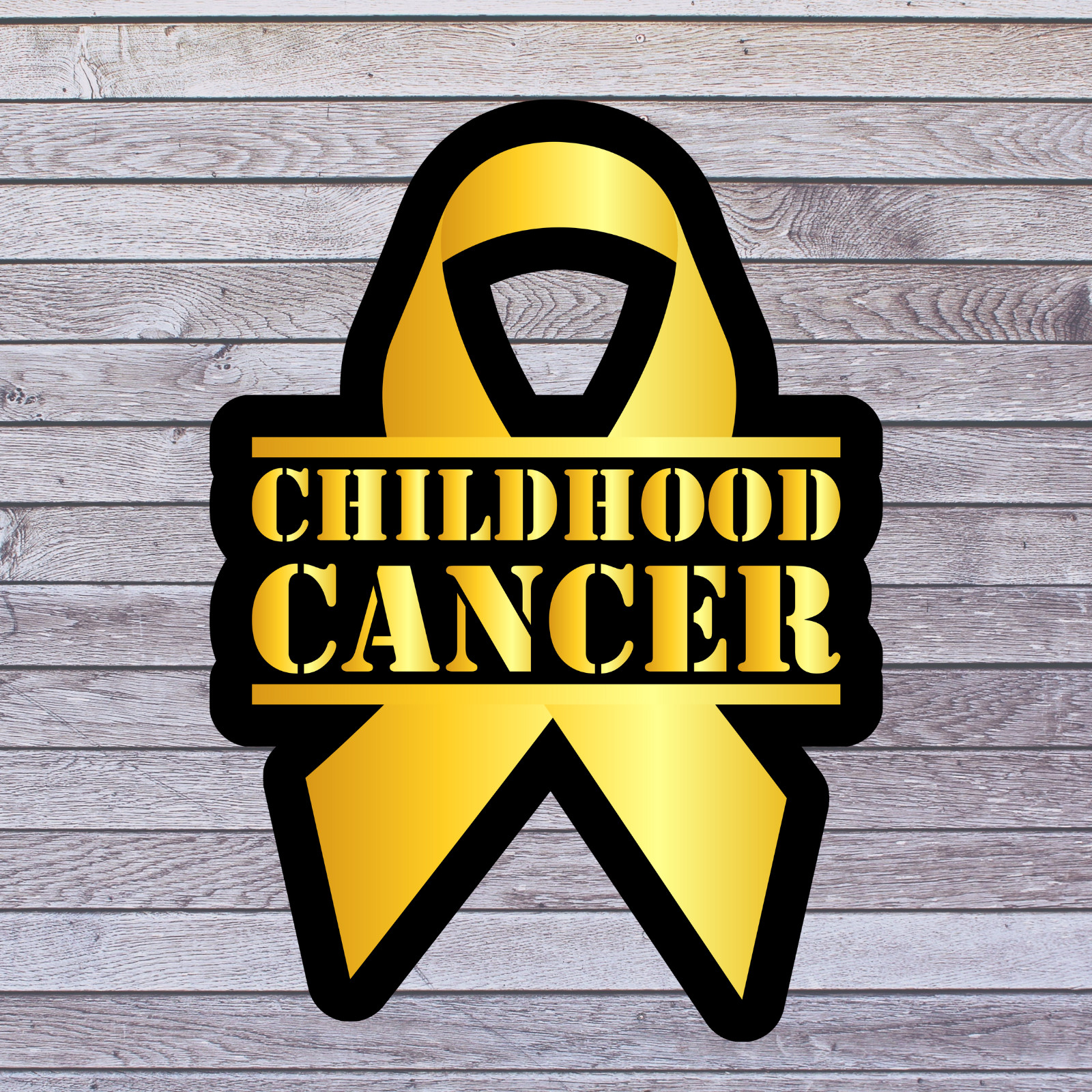 Cancer sticker vinyl decal awareness support childhood cancer ribbon gold 7″