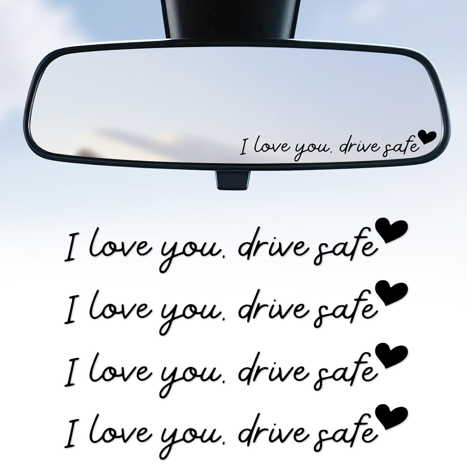 Car Decals Rearview Mirror Sticker I Love You Drive Safe Car Accessories
