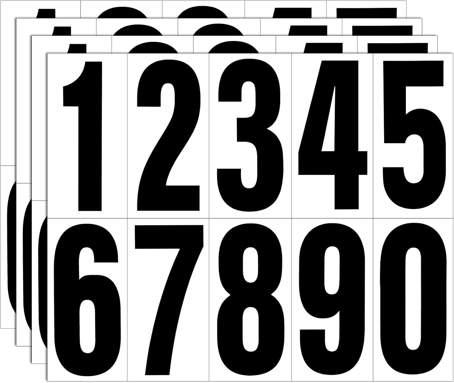 Reflective Number Stickers, 4 Sets 4 Inch Vinyl Waterproof Black Mailbox Numbers