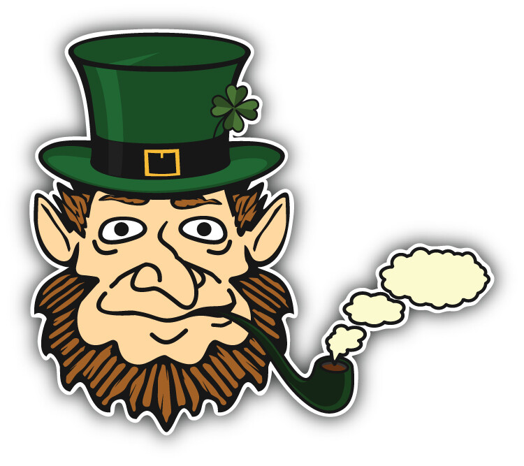 Smoking Leprechaun Head Car Bumper Sticker Decal